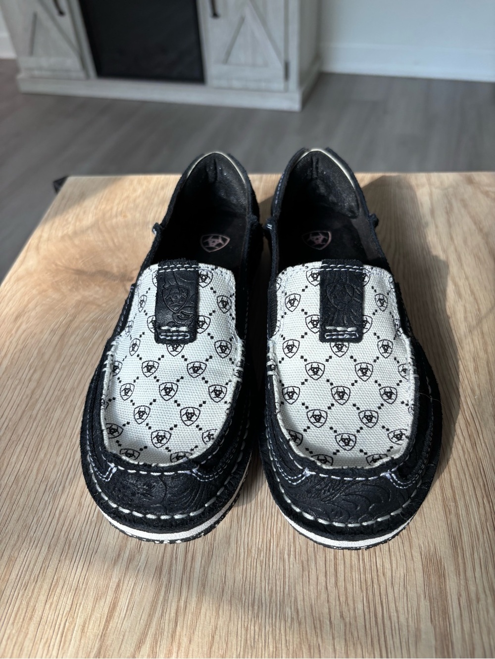 Ariat Black and White Patterned Slip-On Loafers